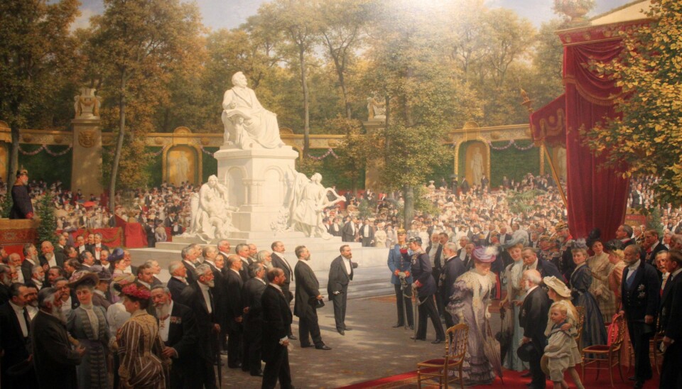 Avdukingen av Wagner-monumentet i Tiergarten i Berlin i 1908, maleri av Anton von Werner.