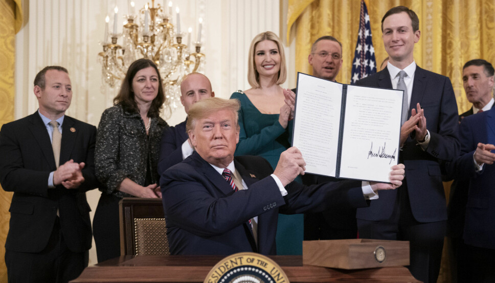 Donald Trump signerte i desember 2019 en presidentordre mot antisemittisme på amerikanske universiteter.