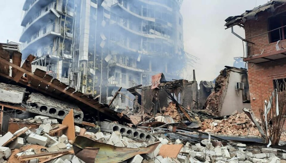 Ødeleggelser i Kharkiv oblast etter russiske bombinger våren 2022.