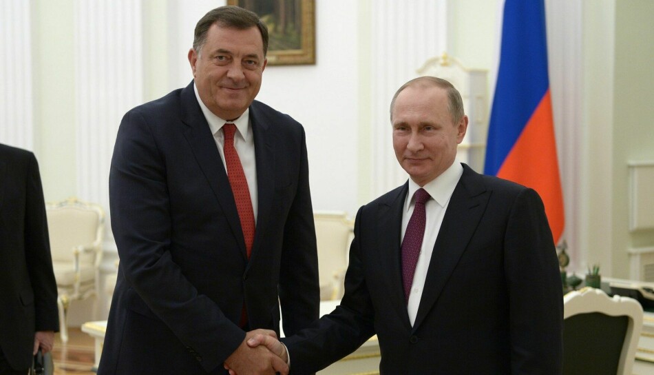 Milorad Dodik og Vladimir Putin under et møte i 2016, da Dodik var president i Republika Srpska.