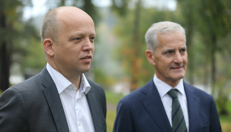 Finansminister Trygve Slagsvold Vedum og statsminister Jonas Gahr Støre under en pressekonferanse om deler av skatteopplegget i forslaget til statsbudsjettet 2023.