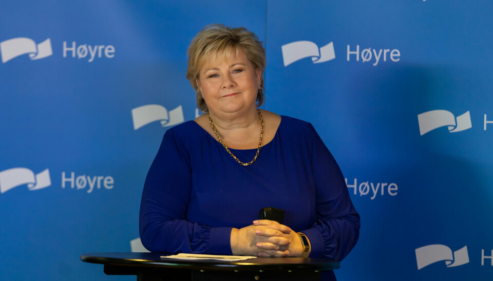 Erna Solberg på Høyres landsmøte i 2021