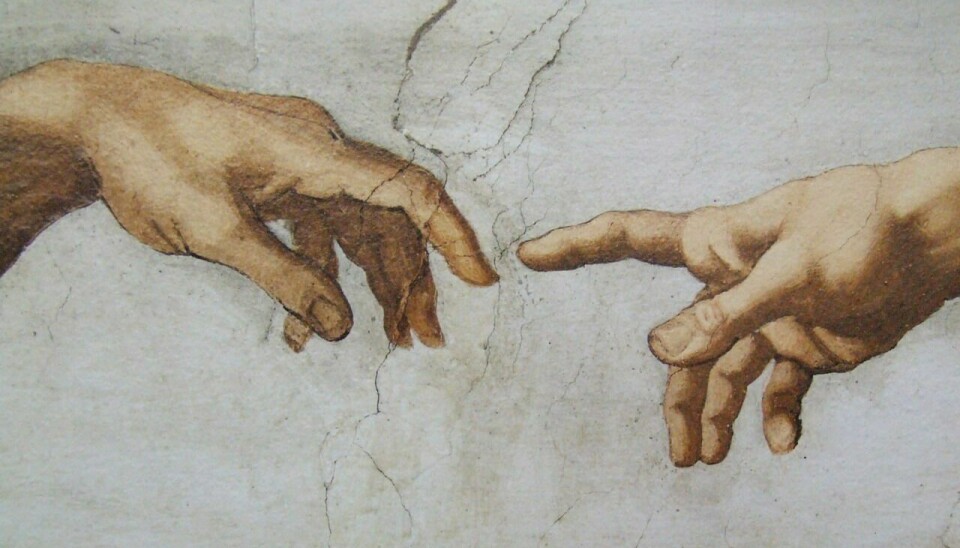 Detalj fra Michelangelos Skapelsen av Adam i Det sixtinske kapell.