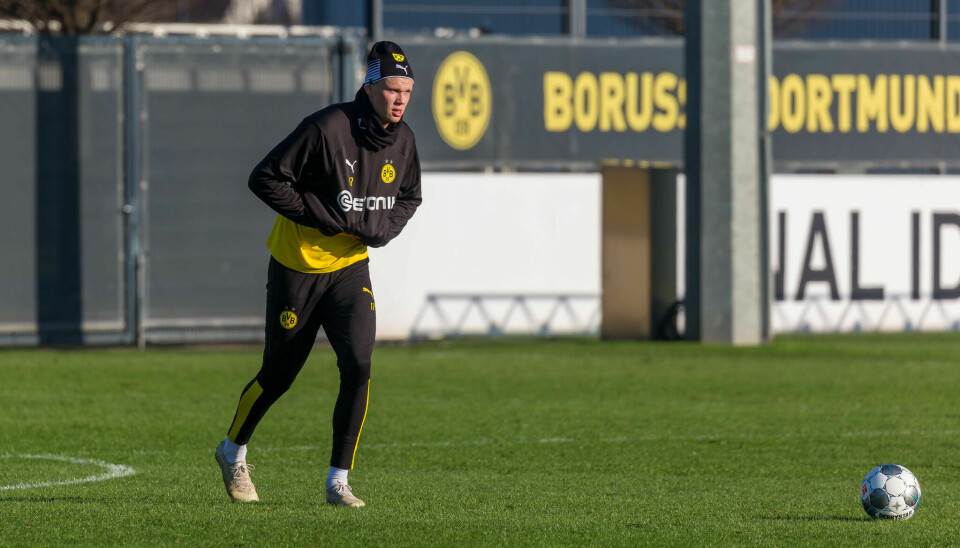 Erling Haaland på sin første trening for Borussia Dortmund i januar 2020.