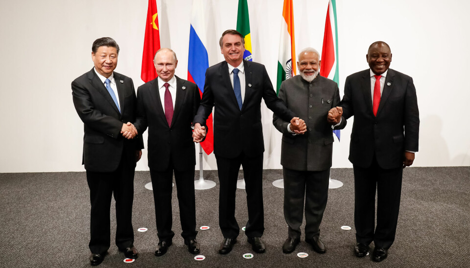 BRICS-landenes ledere i 2019. Nå er seks nye land invitert inn i blokken.
