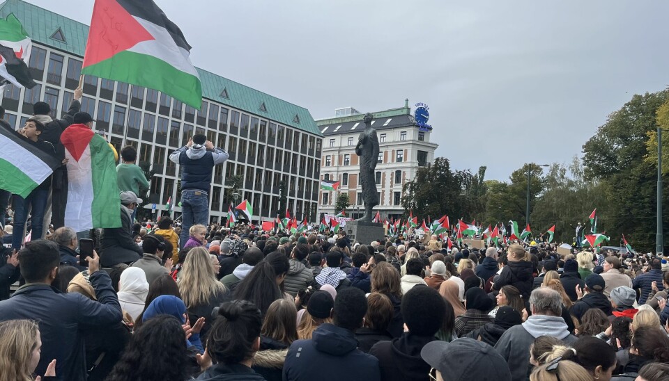 Palestinademonstrasjon foran UD 14. oktober 2023