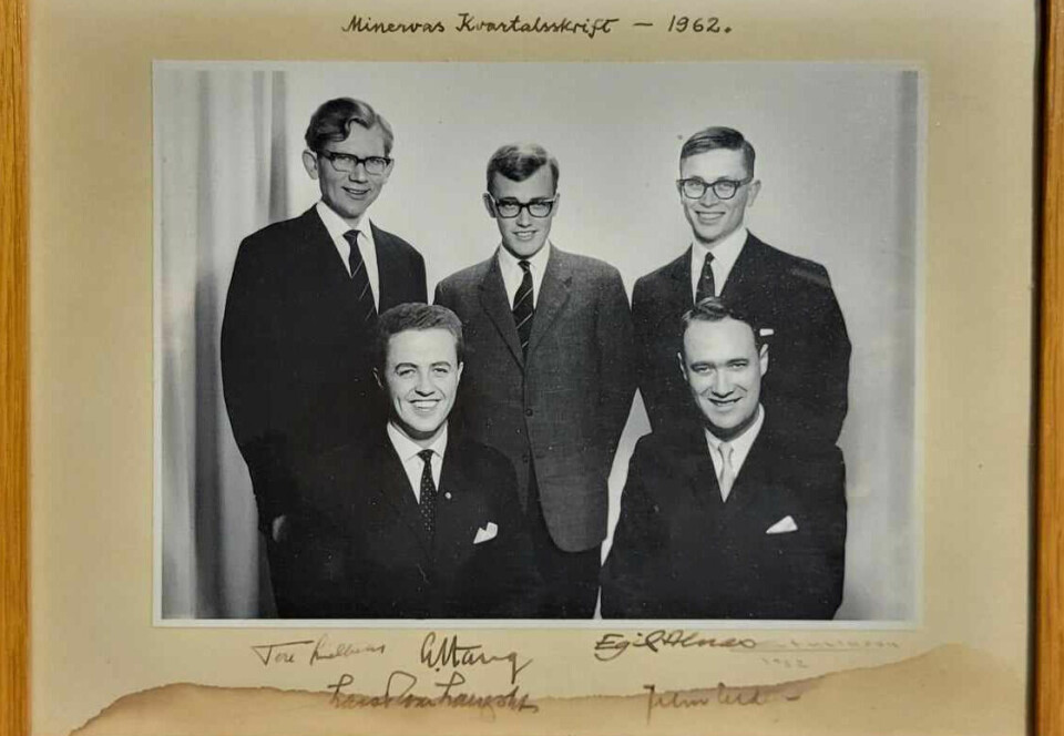 Lars Roar Langslet (nederst til venstre) var Høyre-ideolog, stortingsrepresentant og kulturminister – men kanskje viktigst: redaktør i Minerva fra 1957 til 1968. I sin nye bok gir forfatter Nils Heyerdahl et innblikk i Langslets katolske åndsliv.