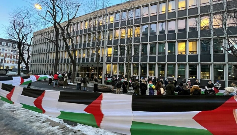 Demonstranter mot Israel bak Sortinget