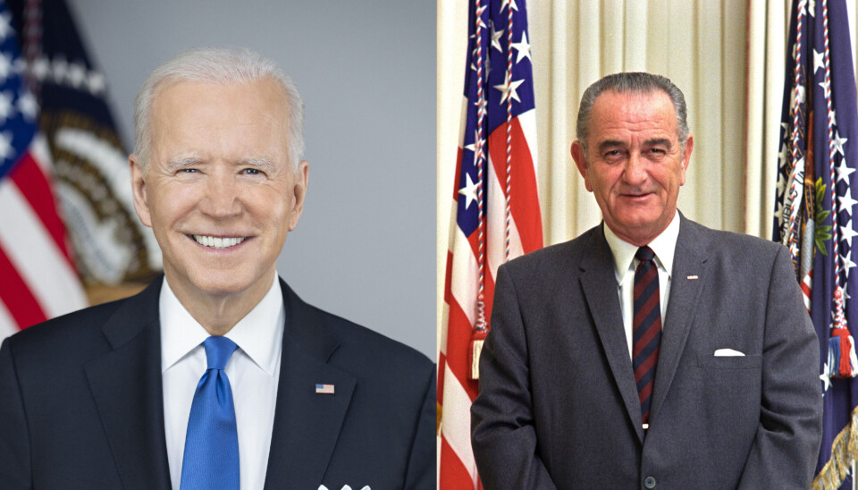 Presidentene Joe Biden og Lyndon Johnson.