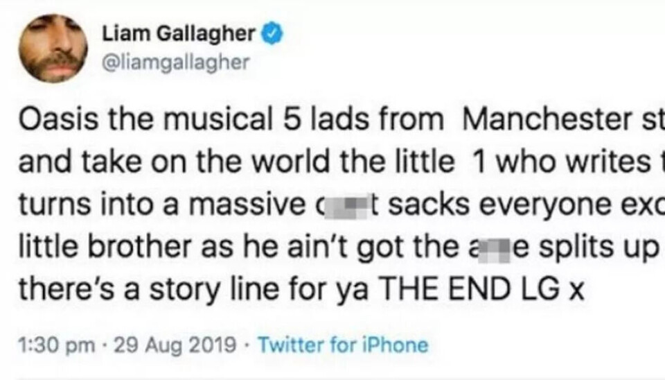 Liam Kaller Noel en «Cunt».