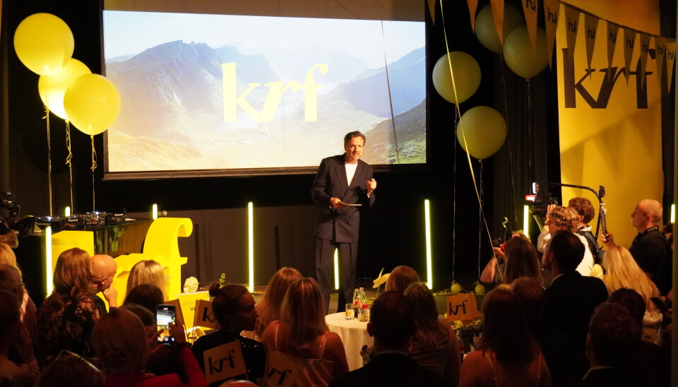 Dag Inge Ulstein taler til KrFs valgvake.